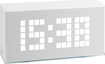 TFA Dostmann 60.2012 - Wekker - Analoog - TIME BLOCK - LED Cifers - Binnentemperatuur - Alarm - Snooze - Datum - Infrarood Sensor - Schermverlichting - Rechthoek - Kunststof - Wit