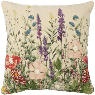 kussen geborduurd wilde bloemen paarse ridderspoor 45x45cm