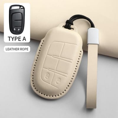 PU Leer Auto Afstandsbediening Sleutelhoes Beschermhoes Voor Jeep Chrysler 300 200 Cherokee Wrangler Compass Renegade Fiat 500X Accessoire