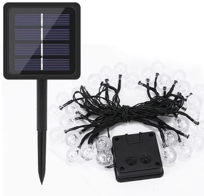 EXCITAT Buitenzonne-lichtsnoer - LED-lichtsnoer - 8 standen - IP65 waterdicht - 12 m - 100 LED-lampjes - Geschikt voor tuin, terras, balkon, feest - Warm wit licht