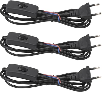 Dailygoody - 1,8 m Kabel met Schakelaar - Voedingskabel voor Lampen - Hoogwaardige Aansluitkabel - Zwart - Netsnoer met Schakelaar - Geschikt voo