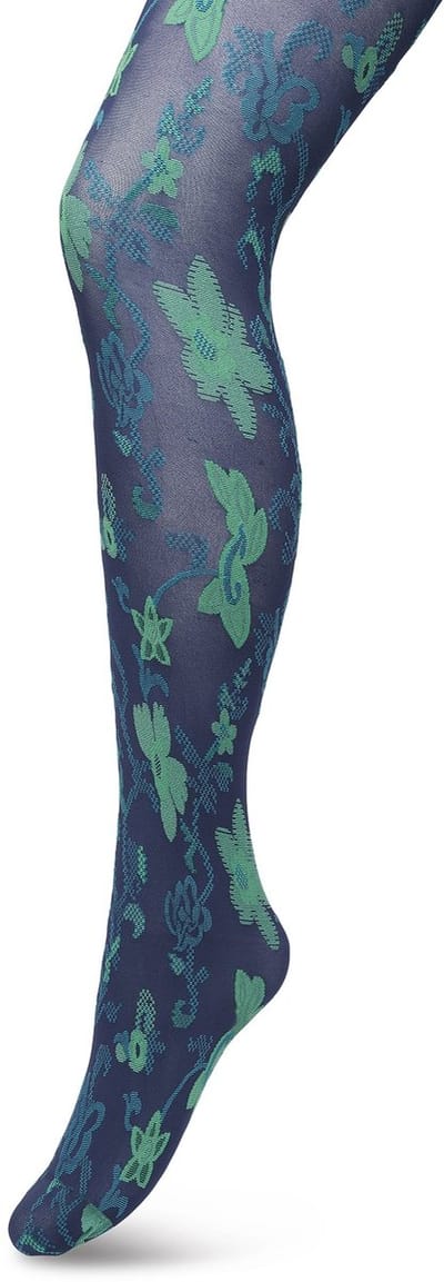 Bonnie Doon Bloemen Panty 60 Denier Donker Blauw Dames maat S/M - Bloemenprint - Gebloemd - Print - Gladde Naden - Maximaal Draagcomfort - Floral Ornament Tights - Chique Panty - Feestelijk - Donkerblauw - Navy - BP221905.102