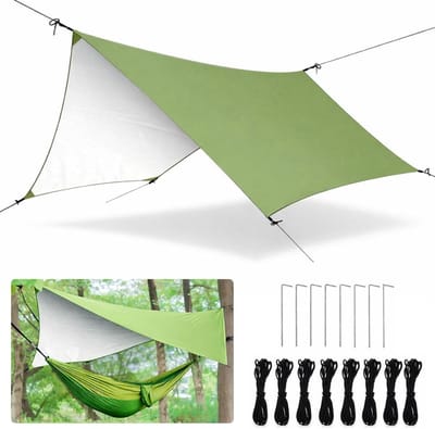 Ultralicht tentzeil voor camping en outdoor activiteiten - Draagbare regenbescherming en zonwering voor picknick, wandelen en hangmatgebruik