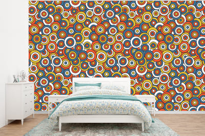 Behang - Fotobehang Patroon - Retro - Cirkel - Breedte 320 cm x hoogte 240 cm