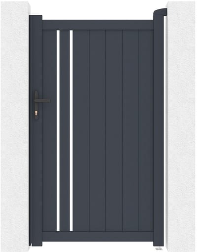 Vente-unique draaihekje van half opengewerkt aluminium L 104 x H 180 cm antraciet - TOROMA
