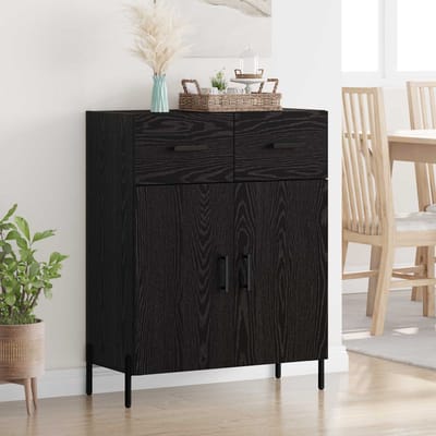 vidaXL - Dressoir - Zwart - Eiken - 69,5 - x - 34 - x - 90 - cm - Bewerkt - hout