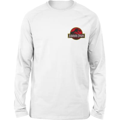 Jurassic Park Logo Embroidered Unisex Long Sleeved T-Shirt - White - S