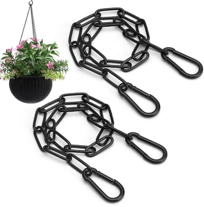Set van 2 roestvrijstalen kettingen zwart 50 cm met karabijnhaak