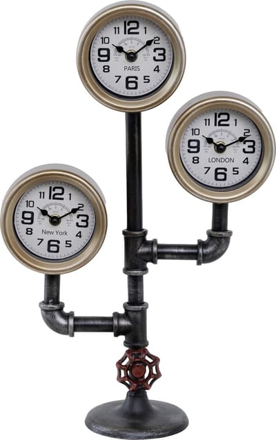 VOLT - klok - tafelklok wereld - wereldklok - Afm. 31cm - Amsterdam - Londen - Parijs - industriële klok