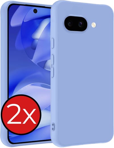 Hoesje - 2 Stuks - Geschikt voor Google Pixel 9a - Sterk & Shockproof - Telefoonhoes - Back Cover - Case Siliconen - Telefoon Hoes - Lichtblauw