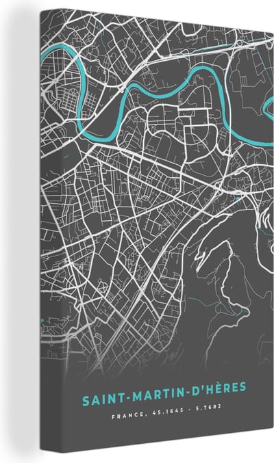Canvas Schilderij Saint-Martin-D'Hères - Frankrijk - Plattegrond - Stadskaart - Kaart - 20x30 cm - Wanddecoratie
