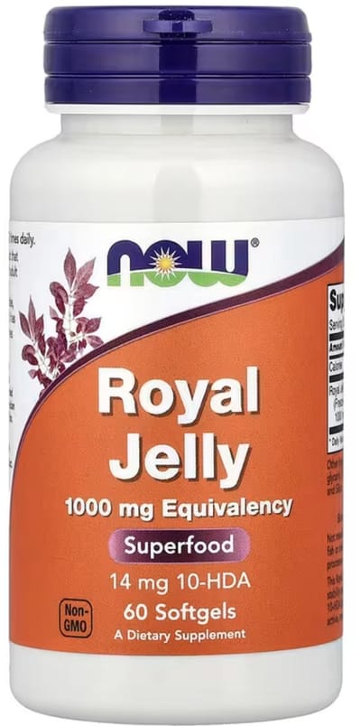 NOW Foods Royal Jelly 1000mg 60 Softgels – Koninginnegelei – 14mg 10-HDA – Vitaliteit Support