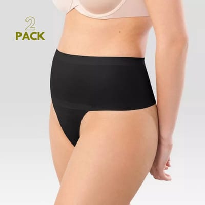 Maidenform Cover Your Bases 2 Pack Thong Vrouwen Onderbroek - Zwart - Maat XL