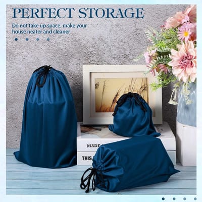 20 stuks opbergzakken trekkoord - microfiber - 3 maten (15x15, 18x25, 23x30 cm) - blauw