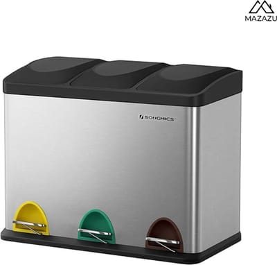 MIRA Home Pedaalemmer – Prullenbak – Modern – RVS – Zilver - 60x33x48cm