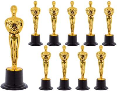 Dailygoods- Trofee Gouden Beelden - 10 Stuks - Plastic Trofeeën - Prijsuitreiking - Sport Viering - Compact Formaat - Hoogwaardige Materialen - Prijs