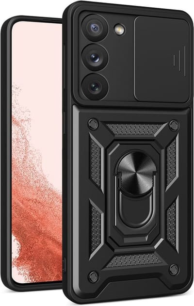 MobyDefend Hoesje - Geschikt voor Samsung Galaxy S23 Plus (S23+) - Pantsercase Met Draaibare Ring - Zwart