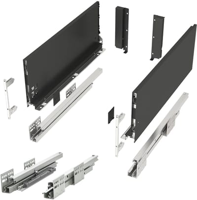 SOTECH Ladesysteem JUNKER SLIM met Push to Open (antraciet, hoogte 167 mm, diepte 300 mm, belastbaar tot 35 kg) keukenlade met 13 mm slanke ladeframes