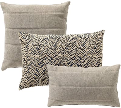 Dutch Decor - KUSSENSET - 3-delig - Modern Rain - 45x45 cm, 40x60 cm, 30x50 cm - inclusief binnenkussens - beige, blauw - Met Ritssluiting – Decoratie Kussens - Comfortabele kussentjes voor op de Bank