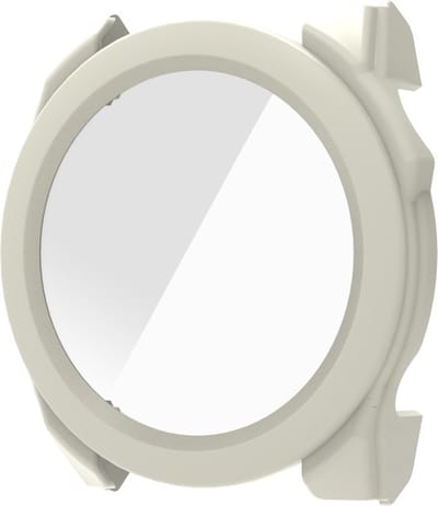Beschermende watch case - gehard glas screenprotector hoesje - geschikt voor Garmin Fenix 8 (43 mm) - ivoorkleurig
