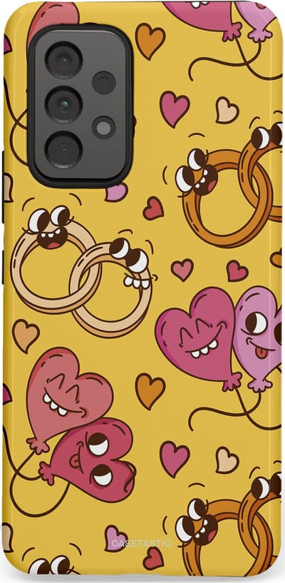 Casetastic Hoesje Geschikt voor Samsung A53 - Stijlvolle Beschermende Duo-layer Case - Gele Hartenpret
