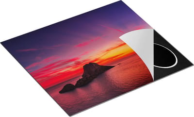 Chefcare Inductie Beschermer Ibiza Rotsen Eiland bij Zonsondergang - 60x50 cm - Afdekplaat Inductie - Kookplaat Beschermer - Inductie Mat
