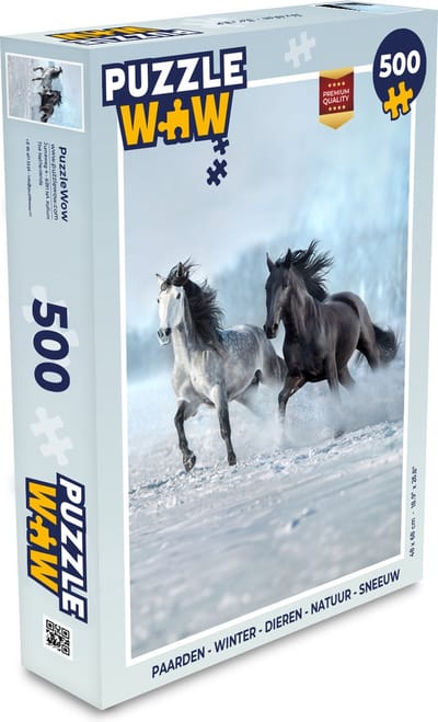 Puzzel Paarden - Winter - Dieren - Natuur - Sneeuw - Legpuzzel - Puzzel 500 stukjes