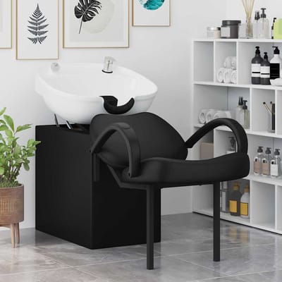 vidaXL - Shampoo - Stoel - Zwart - en - Wit - 136 - x - 60 - x - 92 - cm - PVC