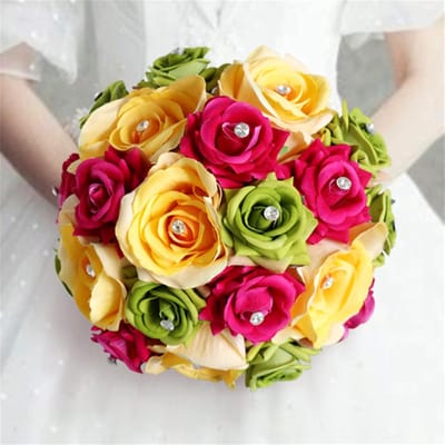 Bruidsboeket Kunstbloemen - Decoratie Boeket - Bruiloft Decoratie - Handgemaakt Ontwerp - Zoals Afgebeeld - Meerdere Kleuren