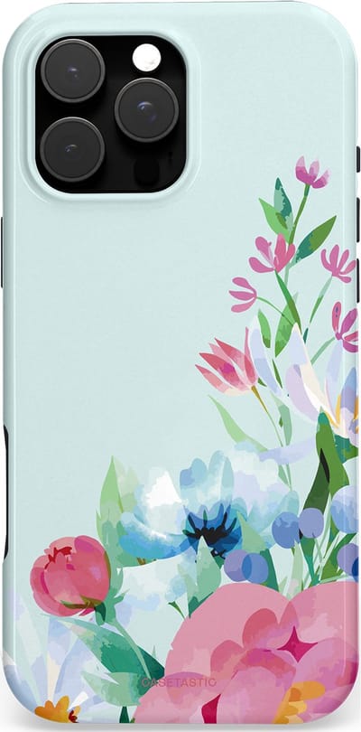 Casetastic hoesje geschikt voor Apple iPhone 16 Pro Max - MagSafe - Dubbellaagse bescherming - Dagdroom in bloei - Fashion Case - Lichtgrijs Lichtroze