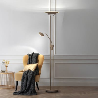 FISCHER & HONSEL LED vloerlamp Tallri, greige Hoogte 180 cm 2-lamps CCT Touchdim