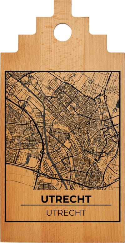 JM Woods - Borrelplank - Serveerplank - Hapjesplank - Kaasplank - Plattegrond - UTRECHT - Gepersonaliseerd - Cadeau tip!