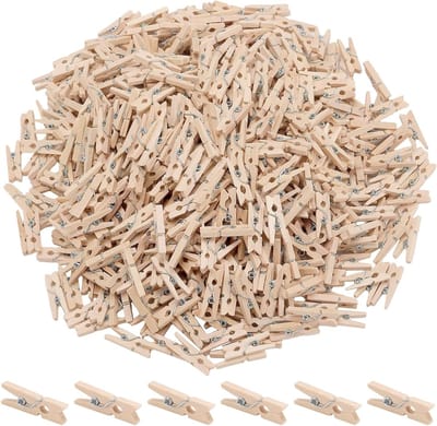 600 stuks mini houten wasknijpers voor ambachtelijke DIY projecten en woondecoratie, 1 x 0,3 cm kleine haringen