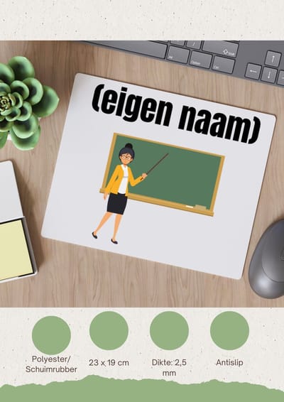 Akyol - docent met krijtbord met eigen naam Muismat - Docent - leraren - jufvrouw - cadeau - verjaardag - kado - 23 bij 19 cm