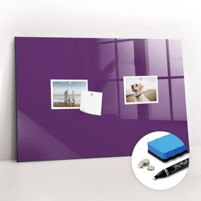 Tulup Whitebord - Kleur Violet Magneetbord - 60 cm x 40 cm - Magnetic Board - Scandinavisch Design Bord - Memobord Keuken - Organiseer Je Bureau - Gratis 5 Sterke Magneten + Whiteboard Marker & Wisser - Magneetbord Keuken - Magnetisch Wandbord