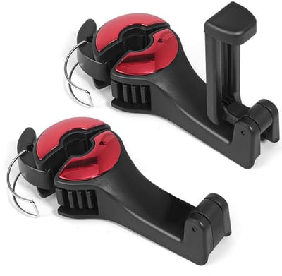 Dailygoods- Autostoelhaken 360° Rotatie - 2-in-1 Haak - Hoofdsteun Haak - Voor Tassen/Portemonnees - Eenvoudig te Installeren - ABS Materiaal - Hoofdsteunhaak
