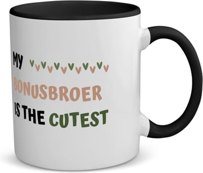 Akyol - my bonusbroer is the cutest koffiemok - theemok - zwart - Broer - schattige bonusbroer - verjaardagscadeau - verjaardag - cadeau - cadeautje voor broer - broer artikelen - kado - geschenk - gift - 350 ML inhoud