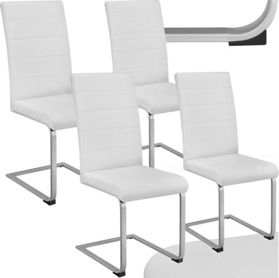 tectake® Eetkamerstoelen Bettina - Kunstleren stoelen voor Eettafel - Keukenstoelen met ergonomisch gevormde rugleuning - Diverse kleuren en sets - Maximale belasting 120 kg - Afmeting (LxBxH) 41 x 52 x 99 cm - Set van 4 - Wit