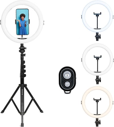 Agfa Ringlamp 11'' incl. statief tot 155cm + bluetooth remote