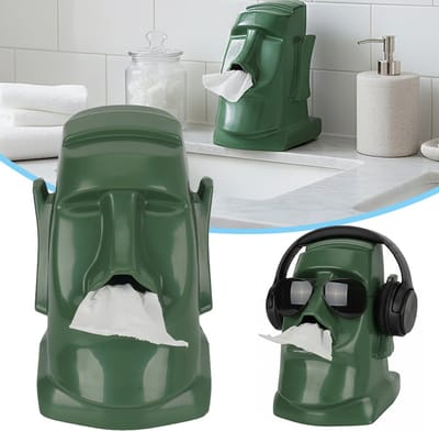 Moai Tissueboxhouder - Decoratieve Tissuehouder - Moai Standbeeld Beeldje Tissue Dispenser - Papierhouder