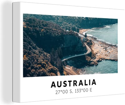 Canvas Schilderij Australië - Zee - Snelweg - Zomer - 30x20 cm - Wanddecoratie