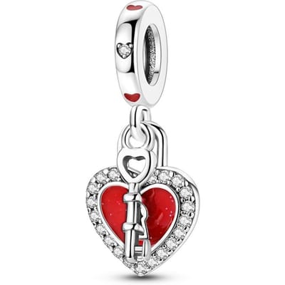 Cœur en Métal Cuivre Verrou à Clé Forme de Cœur Chaîne Éternelle Porte-clés de Voiture Breloque Perle Composants de Perles Composants de Perles Composant de Breloque Compatible Avec white