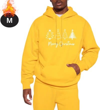 Bovista Kersttrui - Heren - Foute Kersttrui - Christmas Sweater - Kerst Sweater - Kerstboom - Christmas Jumper - Hoodie - Geel - M