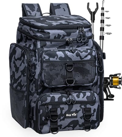 Dailygoods- Rugzak 42L - Grote Angelrugzak - Afneembare Separator - Perfecte Tackle-Organisatie - Flexibel Hoofdvak - Ideaal voor Vissport - Visrugzak