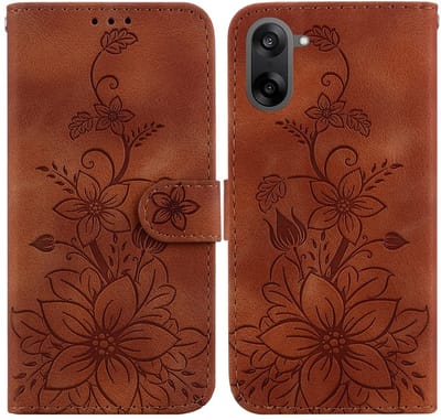 Coverup Hoesje - Geschikt voor OnePlus Nord CE5 Hoesje - Coverup Bloemen Book Case - Bruin