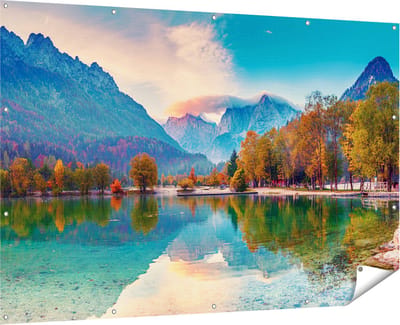 Gards Tuinposter Meer - 180x120 cm - Tuindoek - Tuindecoratie - Wanddecoratie buiten - Tuinschilderij