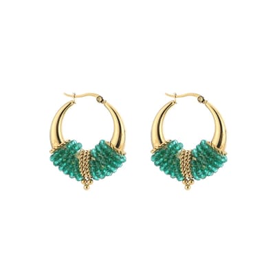 Oorbellen Boho Beads - Groen - Statement - Zomer - Stainless Steel