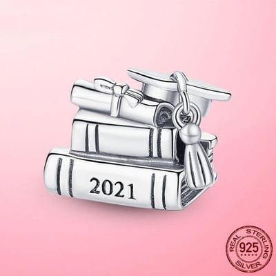 Nouveau Breloque Argent 925 Argent Sterling Breloques Livres de Remise de Diplôme Perles Adaptées Bracelet Mode Original Bijoux DIY Bijoux white