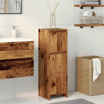 vidaXL - Badkamerkast - 30x30x95 - cm - bewerkt - hout - oud - houtkleurig