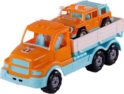 Cavallino Toys - XL Torpedo Truck with Survival Jeep Orange 44.5cm